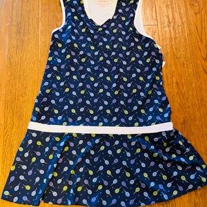 Blue and‎ Green Pleated Sleeveless V-Neck tennis Sundress with UPF protection